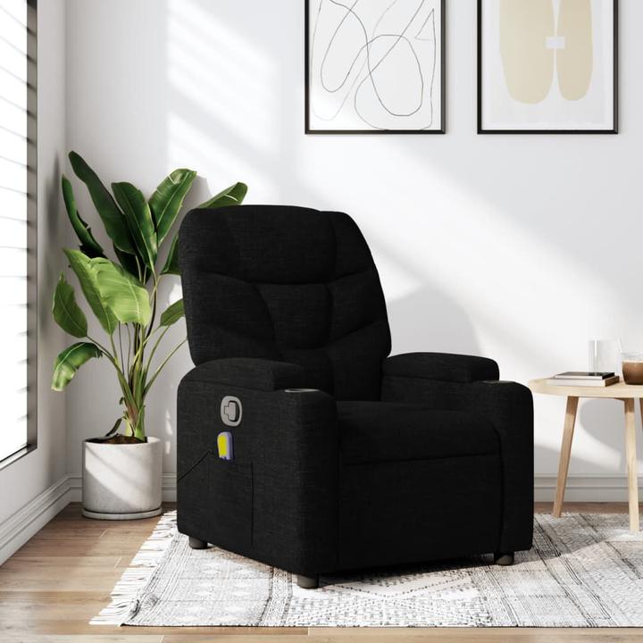 VidaXL Massagesessel Schwarz Stoff,Farbe: Schwarz,Material: Stoff