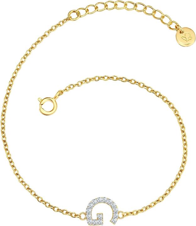 Glanzstücke München Damen Buchstabe G Sterling Silber Zirkonia Gelbgold 17,0 cm Basislänge + 3,0 cm Verlängerung - 32144 (17 cm, Sterling Silber)