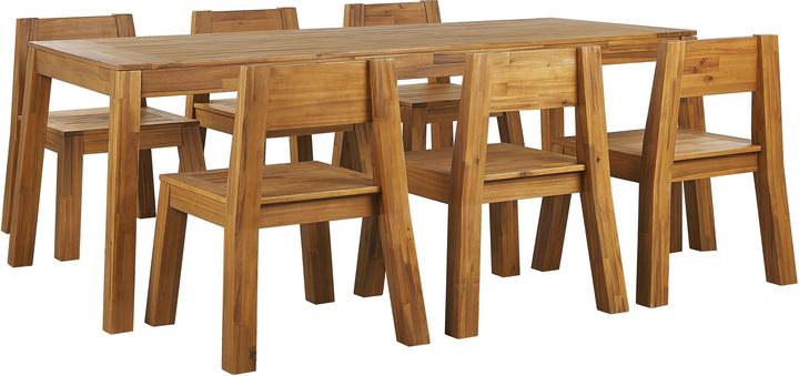 Image du produit Beliani Ensemble de meubles de jardin en acacia marron clair 6 places LIVORNO (225 cm)