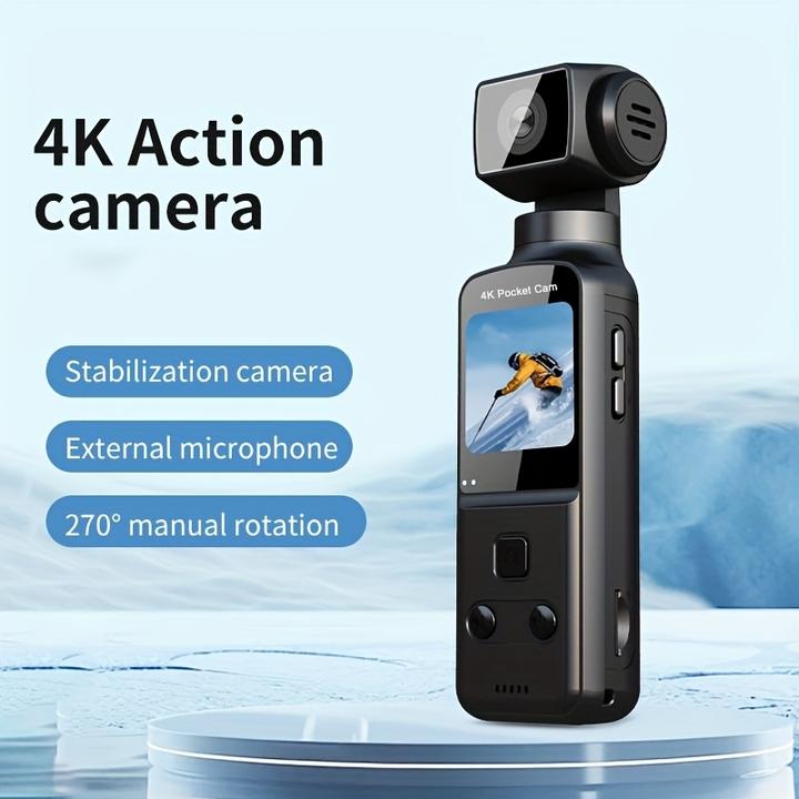 Produktbild PhoneLook 4K Tragbare Actionkamera mit 270° Rotationsobjektiv, Leicht, Wiederaufladbar für Vlogging und Reisen (Bluetooth, WLAN)