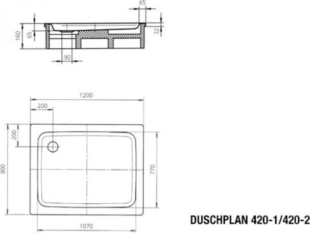 Actual product image Kaldewei shower plan 420-2 90x120cm with polystyrene support