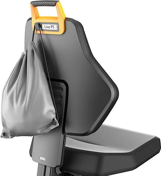 Actual product image eurokraft pro Industrial swivel chair, black, high chair with floor glides and foot ring
