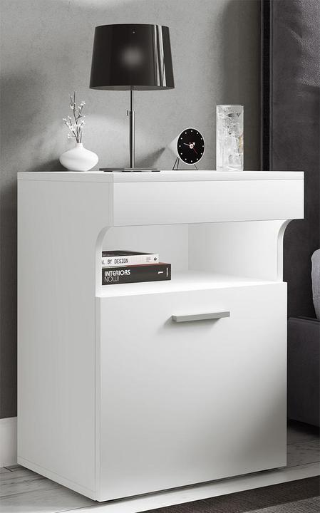 Actual product image VCM Nightstand Side Table Revolving Door Console Boxspring Bedside Table Slepal M (45 x 39 x 61 cm)