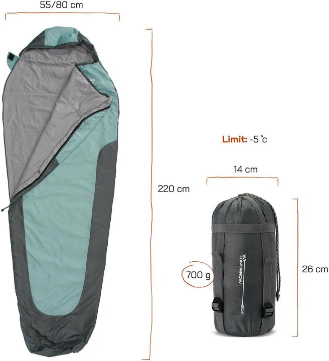Actual product image Where Tomorrow Schlafsack ultraleicht Polyester, Petrol (200 cm)