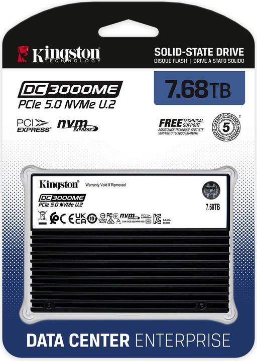 Actual product image Kingston 7.68TB DC3000ME U.2 PCIe 5.0 NVMe TCG Opal Enterprise SSD (7680 GB, 2.5")