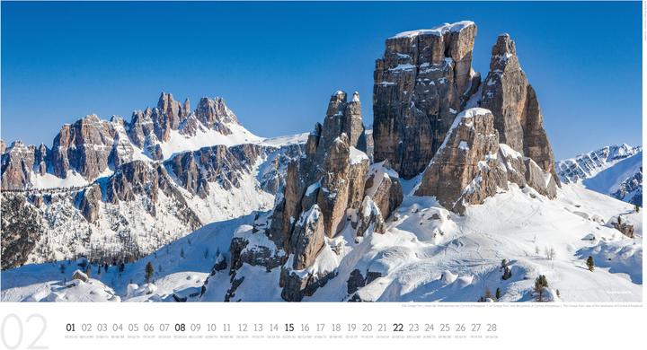Produktbild Luftbildkalender Dolomiten 2026 (Harter Einband, Deutsch, Französisch, Englisch, Italienisch)