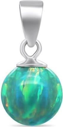 Brilio Silver - Modern silver pendant with green synthetic opal PT110WG