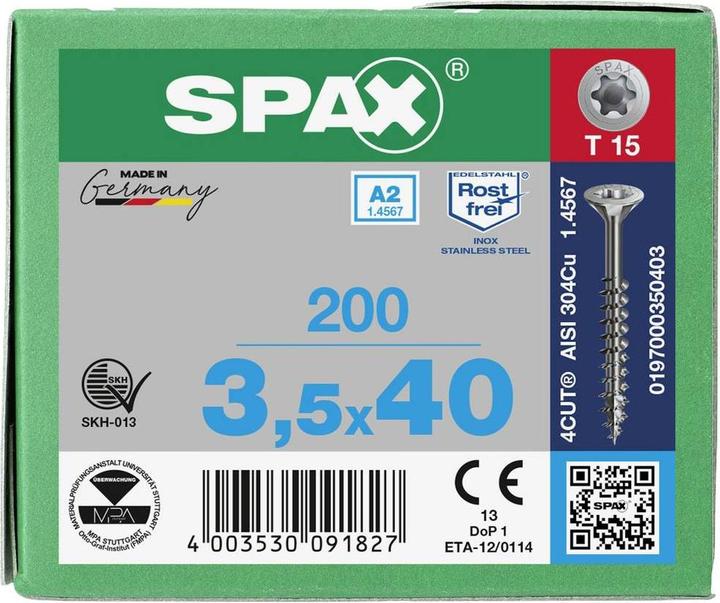 Actual product image Spax Chipboard screws A2 (200 Screws per piece)