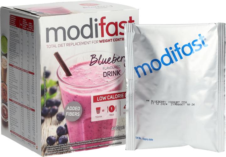 Actual product image Modifast Drink Yoghurt Blueberry (8 Piece, Beutel, 544 g)