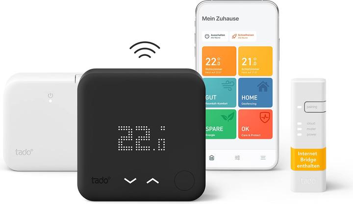 Productafbeelding tado° Slimme Thermostaat V3+ starterset - Draadloze variant - Zwart