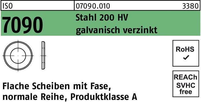 Produktbild Unterlegscheibe ISO 7090 m.Fase 4 Stahl 200 HV galvanisch verzinkt