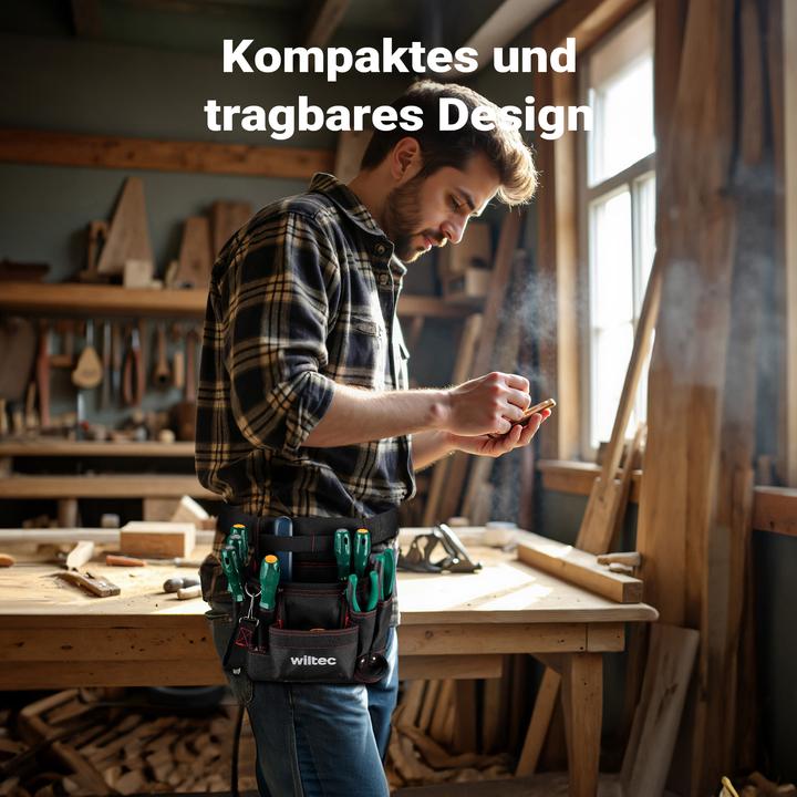 Produktbild Wiltec Werkzeuggürteltasche 24x28cm Gürteltasche 7 Fächer Werkzeug Tasche (7 Teile)