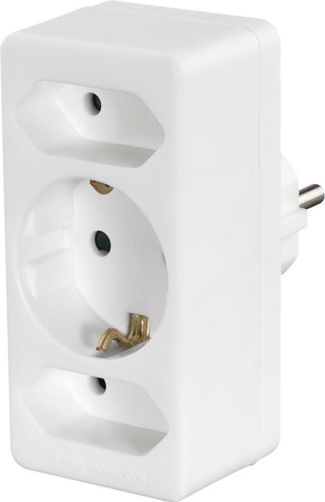 Hama Steckdosenadapter 3-fach, 1x Schutzkontakt, 2x Euro, Weiss (3 x)