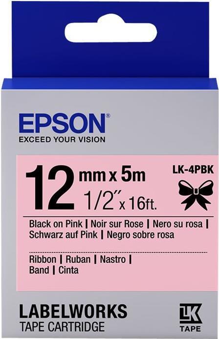 Energie-Label Epson Etikettenkassette Lk-4pbk (1.20 cm, Schwarz, Pink)
