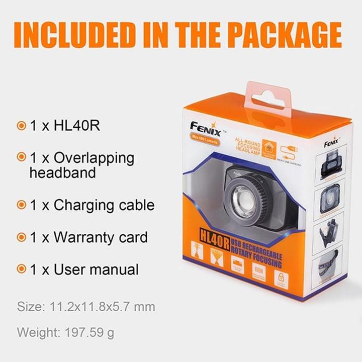 Produktbild Fenix Stirnlampe HL40R fokussierbare LED inklusive Akku (600 lm)