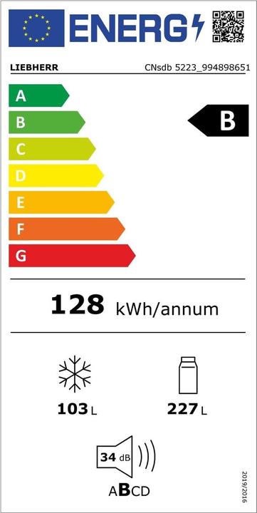 Etichetta energetica Liebherr CNsdb5223-22 Plus EasyFresh NoFrost (330 l)