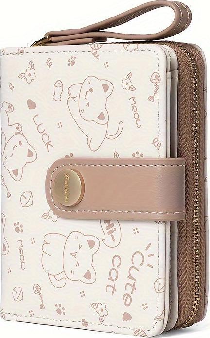 Only-Bags.Store Cat Pattern Short Wallet, Clutch Sweet Coin Purse, Mini Credit Card Purse