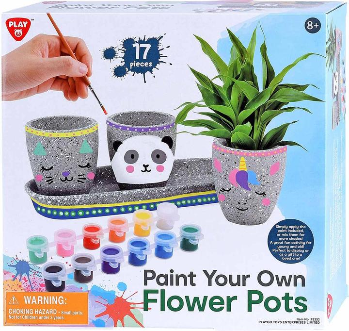 Actual product image Play Paint your own cement flower pots, 17 pcs.