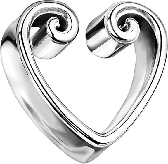 Star Piercing Flared Tunnel silber Vintage Herz (ohne Messing, Chirurgenstahl 316L)