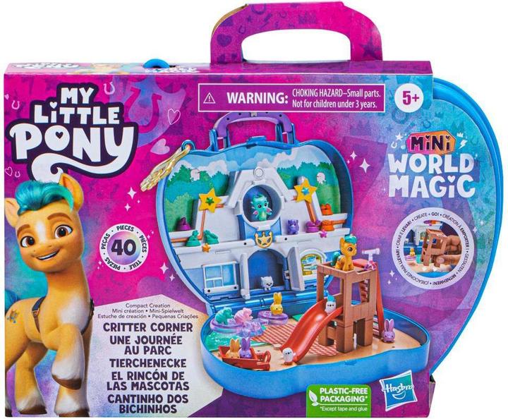 Produktbild My Little Pony Mini World Magic Tierchenecke Mini-Spielwelt, Spielset zum Selberbauen mit Hitch Trai