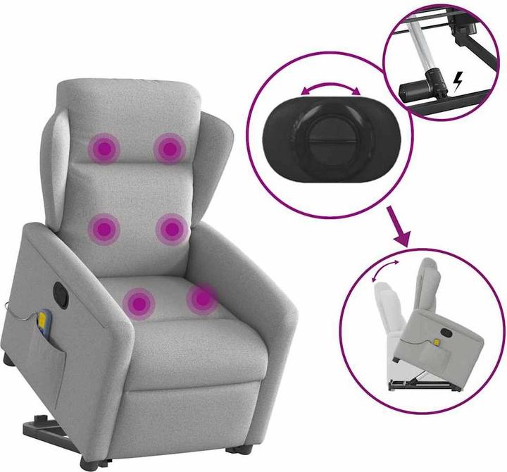 Actual product image VidaXL Massage chair with stand-up aid Cloud grey fabric