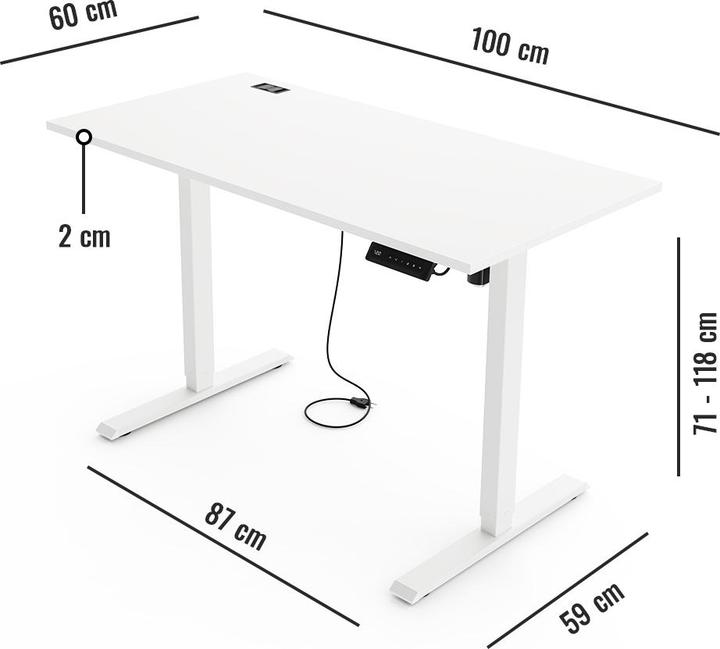 Produktbild Yaasa Desk Lite Höhenverstellbarer Schreibtisch (100 x 60 cm)