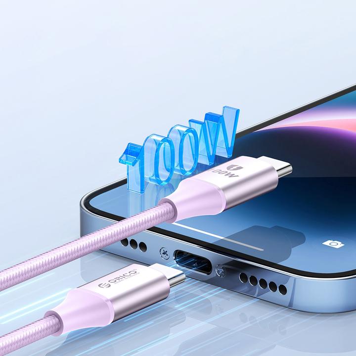 Actual product image Orico Cable Violet 100 W (1 m, USB 2.0, 100 W)