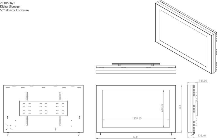 Actual product image DSS Monitor box Landscape, 55" screen, black (55")
