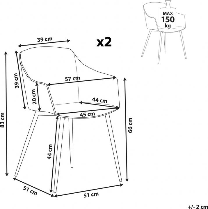 Actual product image Beliani Dining Chair Plastic White Set of 2 FONDA