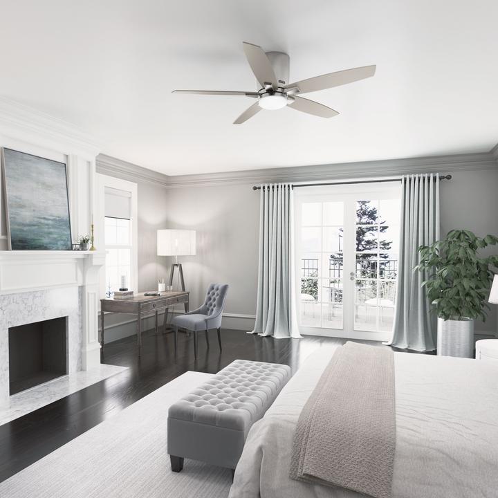 Actual product image Hunter Fans Deckenventilator Valencia Nickel mit LED & Fernbedienung (42 dB)