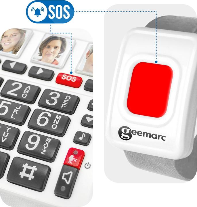 Immagine prodotto Geemarc CL9000 - Telefono di emergenza con cavo 4G e braccialetto per chiamate di emergenza