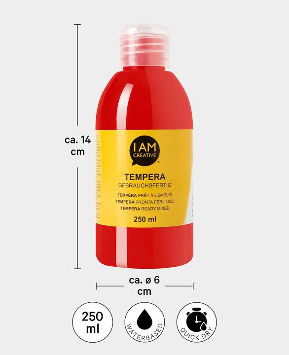 Produktbild I Am Creative Tempera, Temperafarbe auf Wasserbasis, 250 ml (Rot, 250 ml)