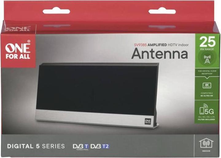 Produktbild One for All DVB-T2 Alu STAND Antenne 5G black (Zimmerantenne, 47 dB, DVB-T / -T2)