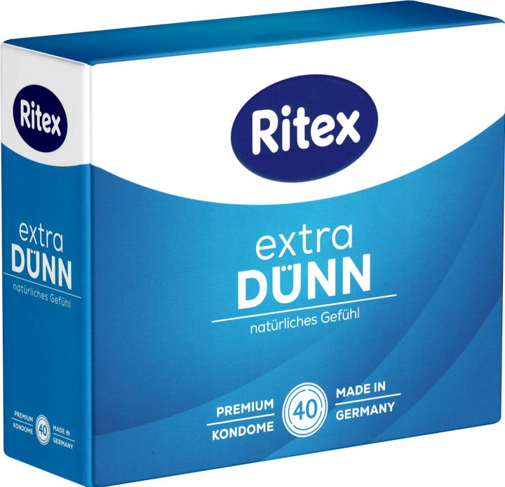 Ritex Extra dünn Kondome 40 Stück, gefühlsecht, 0,06 mm Wandstärke, silikonbefeuchtet (40 Stk.)