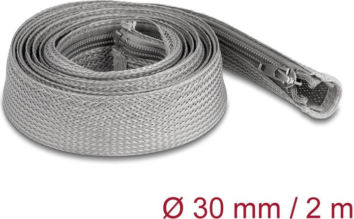 Actual product image Delock Braided hose with zipper heat resistant 2 m x 30 mm gray (Cable conduit, 200 cm)
