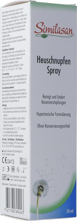 Nutritional values and ingredients Similasan Heuschnupfen Spray (1 Piece)