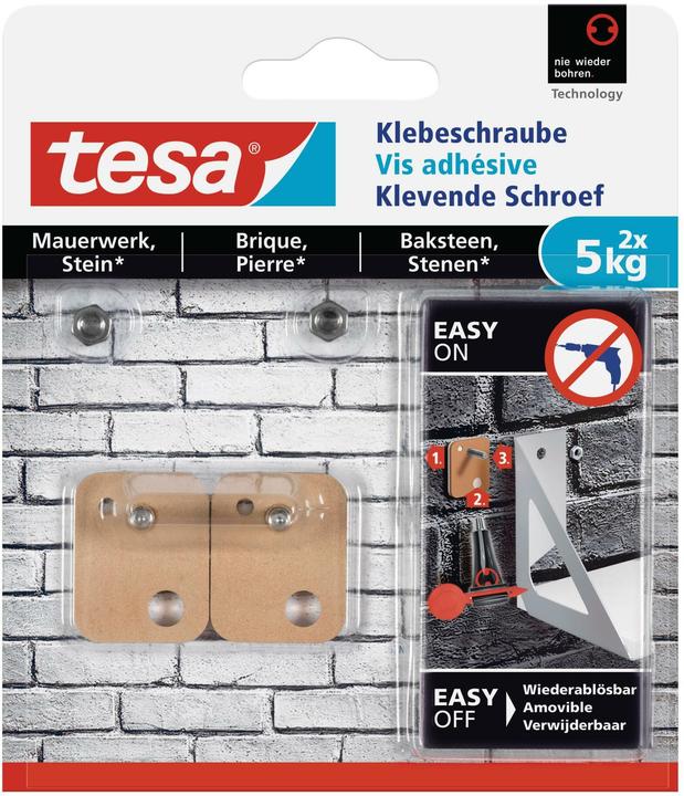 tesa Klebeschraube für Mauerwerk & Stein, viereckig, 5kg Halteleistung