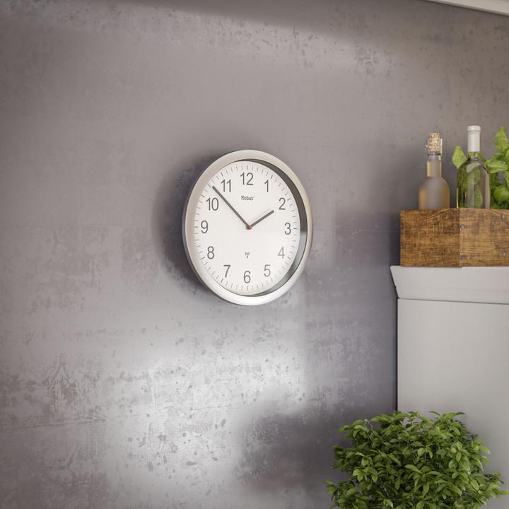 Produktbild Mebus 19809 Funkwanduhr weiss/silber (25 cm)