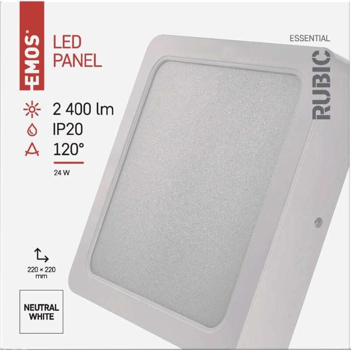 Actual product image Emos Surface-mounted LED light RUBIC, square, white, 24W, neutral white (2400 lm)