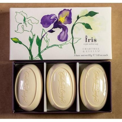 Actual product image Floris Crabtree & Evelyn Iris Triple Milled Soap Bars 3 oz - Set of 3 Discontinued (Hard soap)