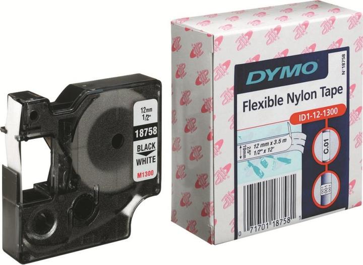 Actual product image Dymo Original IND Writing Tape for Rhino™ Nylon 12mm x 3.5m - black on white (1.20 cm, White)