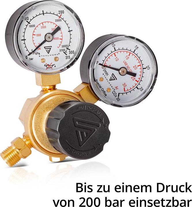 Produktbild Stahlwerk Mini Druckminderer Druckregler 200 Bar für Argon CO2 Mix