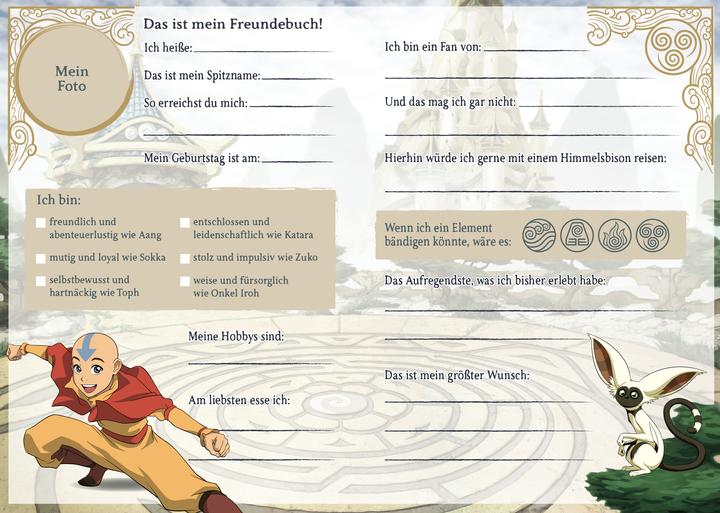 Actual product image Panini Avatar Herr der Elemente Meine Freunde - Freundebuch (German, Panini, 2024)