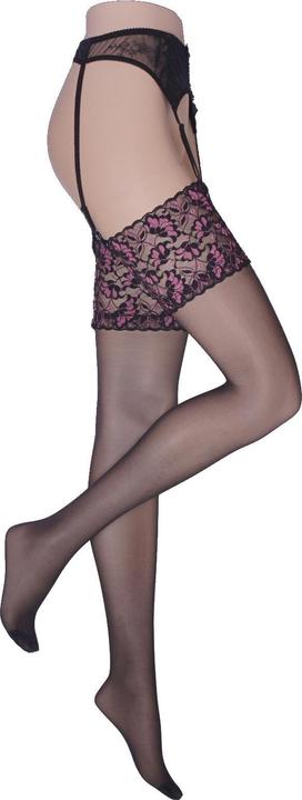 Image du produit Levee Satin Sheers Bas porte-jarretelles, couleur 695 noir-rose, taille 40-42 (20 DEN, 40 - 42)