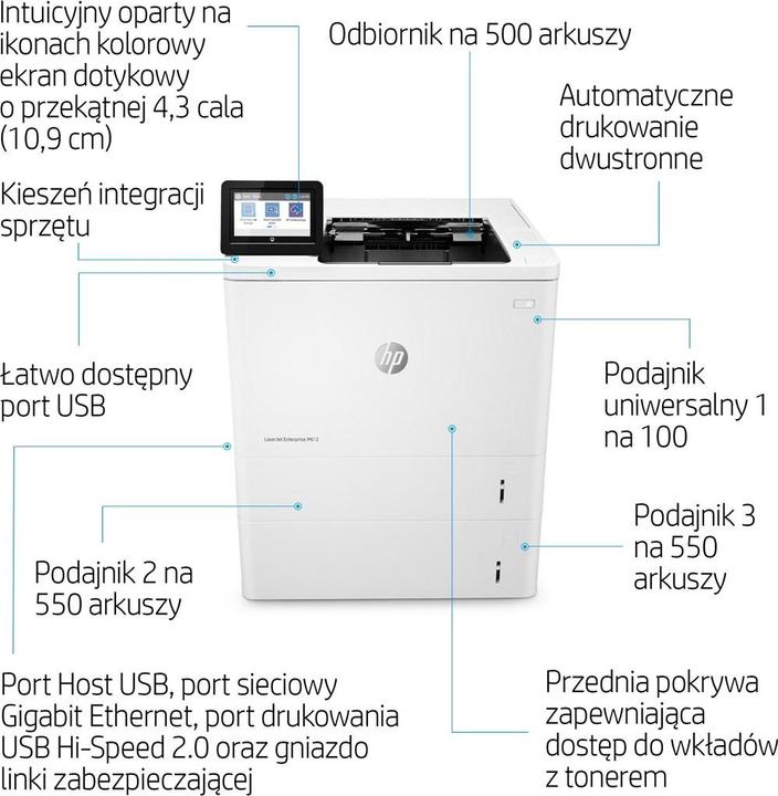 Produktbild HP LaserJet Enterprise M612dn (Laser, Schwarz-Weiss)