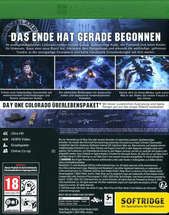Immagine prodotto Deep Silver Wasteland 3 - Edizione Day One (Xbox One X, Xbox Series X, DE)