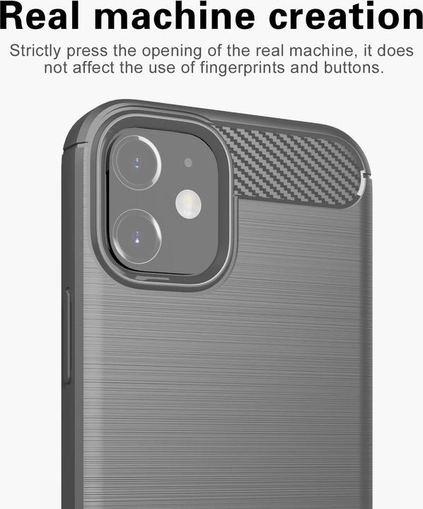 Produktbild Cadorabo TPU Ultra Slim carbon edelstahl Kombi Cover (Apple iPhone 12 mini)