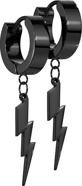 Star Piercing Ohrring zum Klappen schwarz mit Anhänger Blitz (ohne Messing, Chirurgenstahl 316L)