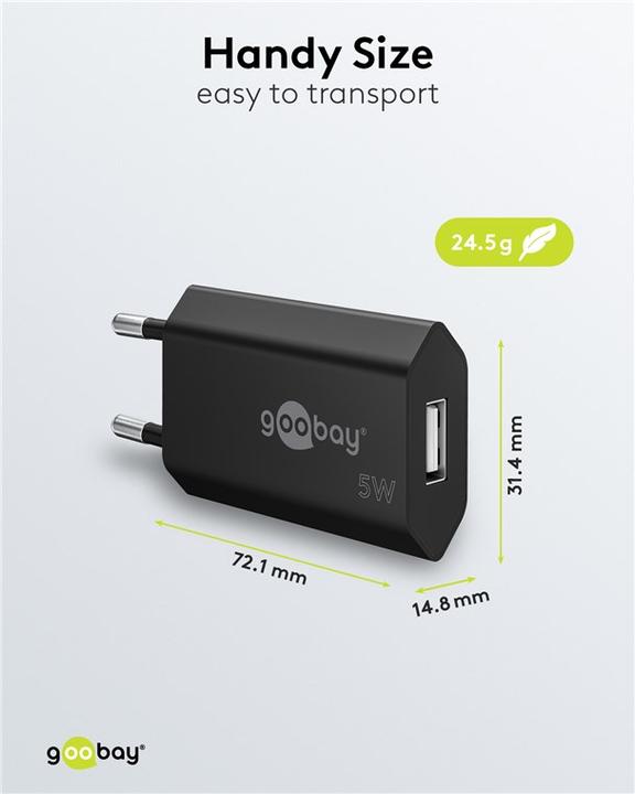 Actual product image Goobay USB A charger slim (5 W)