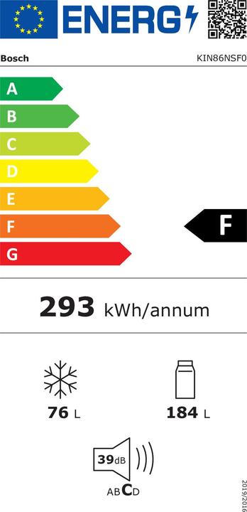 Energy Label Bosch Hausgeräte KIN86NSF0 (260 l)